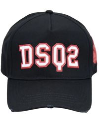 DSquared² - Accessoires ,Zwart ,Katoen Geborduurde Baseballpet Met Gesp - Lyst
