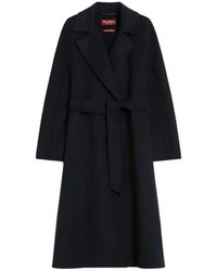 Max Mara - Jassen ,Blauw ,Wol Wollen, Kasjmier En Zijden Jas - Lyst