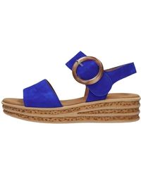 Gabor - Blaue Wildledersandale Mit Brauner Schnalle - Lyst
