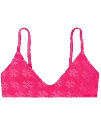 Tory Burch - Badmode ,Roze ,Fuchsia Zee Kleding Met Logopatroon - Lyst