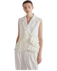 MEIMEIJ - Double-Breasted Vest Met Geplooide Ruche Zoom - Lyst