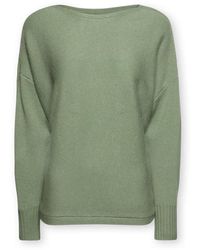 Elena Miro - Truien & Vesten ,Groen ,Wol Trui Van Pure Wol Met Boothals - Lyst