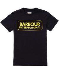 Barbour - Tops ,Zwart ,Katoen T-Shirt Met Logo-Print - Lyst