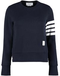 Thom Browne - Hoodies & Sweatvesten ,Blauw ,Katoen 4-Bar Classic Pullover Sweatshirt - Lyst