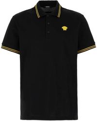 Versace - Tops ,Zwart ,Katoen Klassieke Polo Shirt Voor Mannen - Lyst