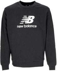 New Balance - Hoodies & Sweatvesten ,Zwart ,Katoen Logo French Terry Crewneck Sweatshirt - Lyst