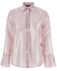 FEDERICA TOSI - Camicia rosa trasparente con paillettes - Lyst