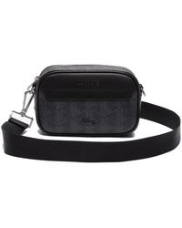 Lacoste - Tassen ,Zwart ,Monogram Canvas Schoudertas - Lyst