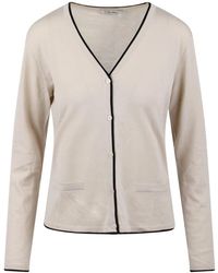 Max Mara - Truien & Vesten ,Wol Contrast Trim Wollen Cardigan Met V-Hals - Lyst