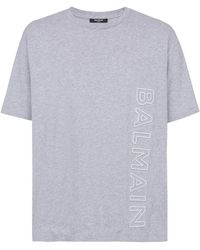 Balmain - Oversize-t-hirt aus ã–ko-baumwolle mit reflektierendem -logo - Lyst