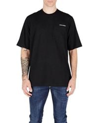 DSquared² - Tops ,Zwart ,Katoen Zwart Katoenen Oversized T-Shirt Hotel Print - Lyst