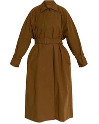 Max Mara - Bruin Leren Trenchcoat Met Riem - Lyst