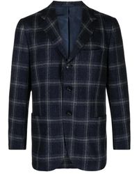 Kiton - Jassen ,Blauw ,Wol Plaid-Check Single-Breasted Blazer - Lyst