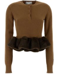 Stella McCartney - Truien & Vesten ,Bruin ,Trui Met Ronde Hals En Lange Mouwen - Lyst