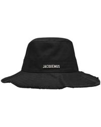 Jacquemus - Cappello bucket in cotone nero con bordo grezzo e coulisse - Lyst