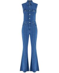 Guess - Jumpsuits & Playsuits ,Blauw ,Denim Harlo Flare Denim Jumpsuit - Lyst