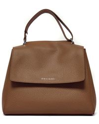 Orciani - Braune Leder-Schultertasche Mit Taschen - Lyst