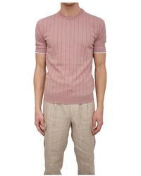 Peserico - Tops ,Roze ,Katoen Gebreid T-Shirt Voor Een Stijlvolle Uitstraling - Lyst