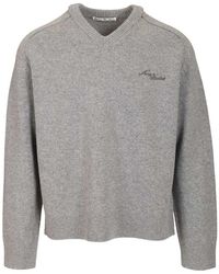 Acne Studios - Wollen Trui Met V-Hals - Lyst