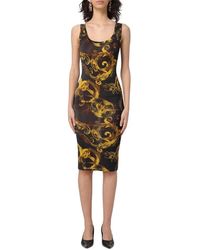 Versace Jeans Couture - Elegantes Barockdruck Midi Kleid - Lyst
