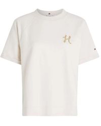 Tommy Hilfiger - Einfaches und elegantes t-shirt mit kurzen ärmeln und gesticktem logo - Lyst