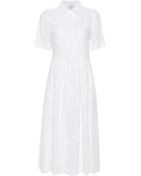 Eleventy - Casual Wit Linnen Midi Jurk - Lyst
