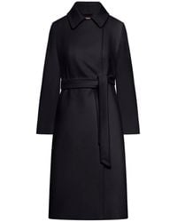 Max Mara - Schwarzer Mantel Mit Doppelreihiger Knopfleiste Und Gürtel - Lyst