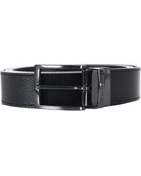 Emporio Armani - Omkeerbare Leren Riem Zwart Gunmetal Gesp - Lyst