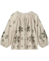 Summum - Overhemden ,Veelkleurig ,Linnen Geborduurde Linnen Blouse Met Lange Mouwen - Lyst