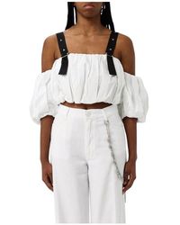 Pinko - Elegant Puff Sleeve Crop Top - Lyst