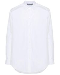 Moschino - Weißes baumwoll-popeline-hemd mit besticktem logo - Lyst