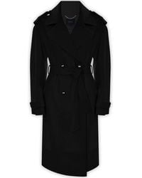 Kocca - Jassen ,Zwart ,Stijlvolle Trenchcoat Met Brede Revers - Lyst