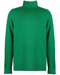 Malo - Truien & Vesten ,Groen ,Kasjmier Luxe Cashmere Coltrui Trui - Lyst