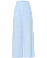 Riani - Broeken ,Blauw ,Katoen Platas Katoenen Broek Met Elastische Tailleband - Lyst