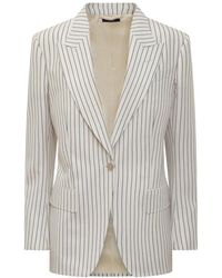 Tom Ford - Gestreepte Single-Breasted Blazer Met Klepzakken - Lyst