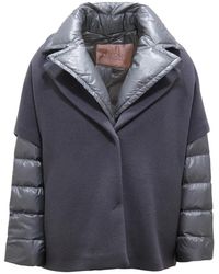 Herno - Jassen ,Blauw ,Wol 2-In-1 Donsjas Met Afneembare Vest - Lyst