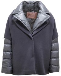 Herno - Jassen ,Blauw ,Wol 2-In-1 Donsjas Met Afneembare Vest - Lyst
