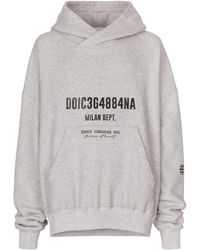 Dolce & Gabbana - Felpa in cotone con stampa logo grigia - Lyst