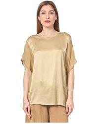 Manila Grace - Beiger Pullover Mit Georgette-Ärmeln - Lyst