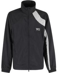 Y-3 - Jassen ,Zwart ,Nylon Raw Edge 3 Stripes Nylon Shell Jacket - Lyst