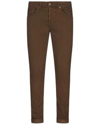 Dondup - Bruine Skinny Fit Katoenen Broek - Lyst