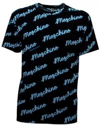 Moschino - Schwarzes baumwoll-t-shirt mit neon-print - Lyst