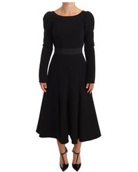 Dolce & Gabbana - Vestido negro de lana elástica con espalda abierta - Lyst