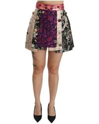 Dolce & Gabbana - Multicolor Floral Jacquard Crystal Skirt - Lyst