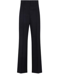 Prada - Blauwe Wol Hoge Taille Broek - Lyst