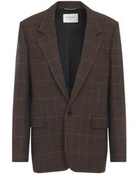 Saint Laurent - Bruine Wollen Jas Stijlvol Ontwerp - Lyst