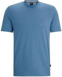 BOSS - Thompson 01 magliette blu in cotone con logo - Lyst