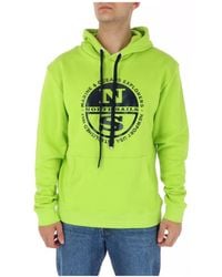 North Sails - Hoodies & Sweatvesten ,Groen ,Katoen Groene Print Sweatshirt Voor - Lyst