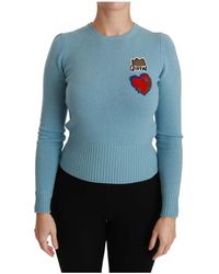 Dolce & Gabbana - Blue Wool Queen Heart Pullover Sweater - Lyst