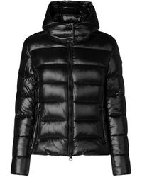 Save The Duck - Chaqueta Negra Con Acabado Lacado Único, Mujer, Talla - Lyst